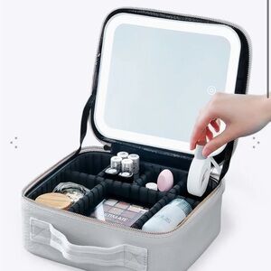 Portable Makeup Organizer with LED Mirror